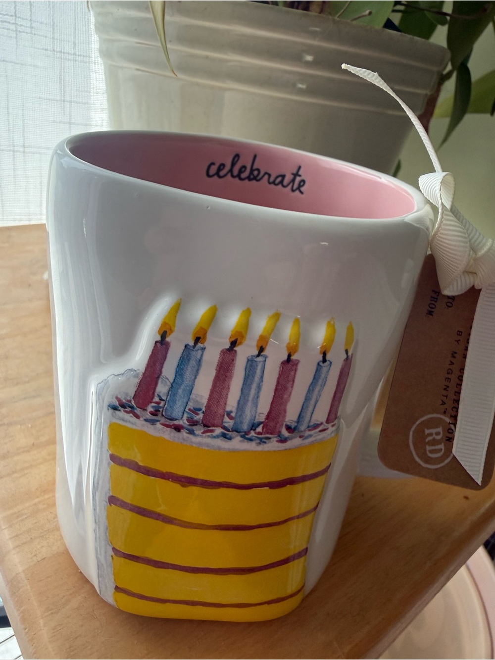 Rae Dunn “Celebrate” Birthday Cake Ceramic Mug